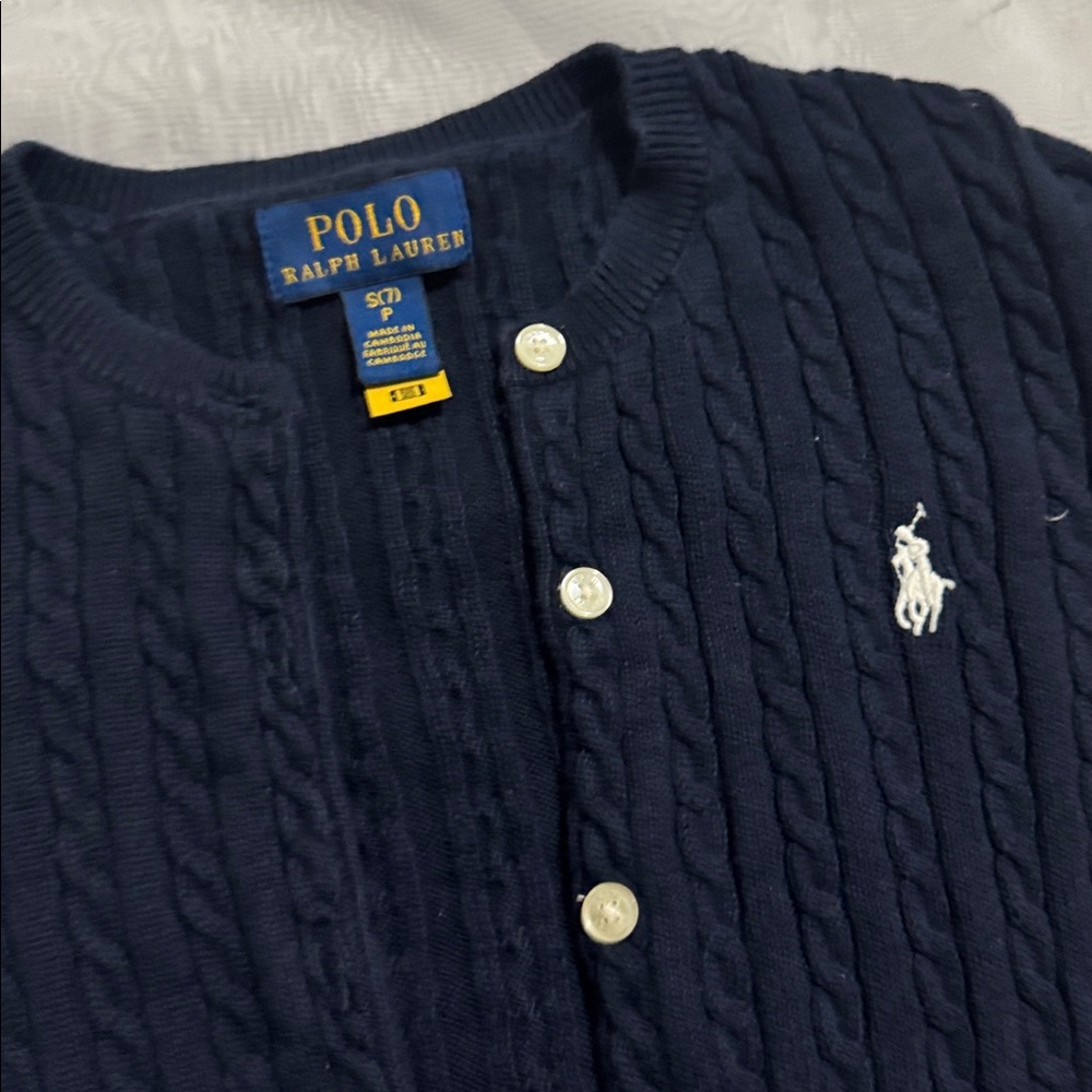 Polo Ralph Lauren Navy Cable Knit Cardigan - Picture 4 of 5